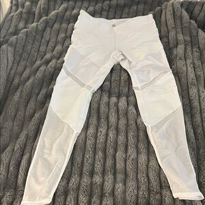ALO Yoga White Mesh-Panel Leggings
